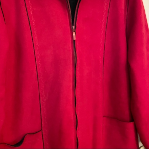 Alfred Dunner Jacket Red Faux Suede Women’s Size 14 Long Sleeve Pockets Coat - Picture 2 of 11